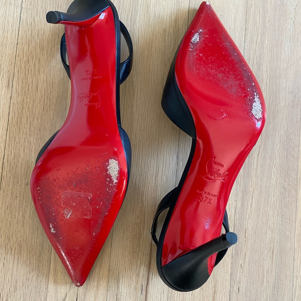 Christian Louboutin Elegant Black Slingback Heels - Picture 3 of 5
